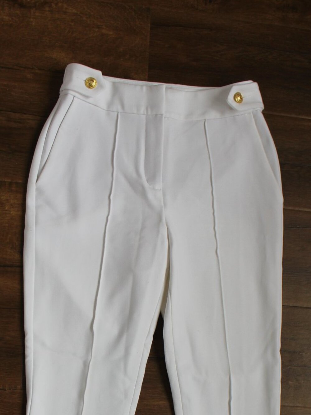 NWOT White Dress Pants with Gold Buttons
